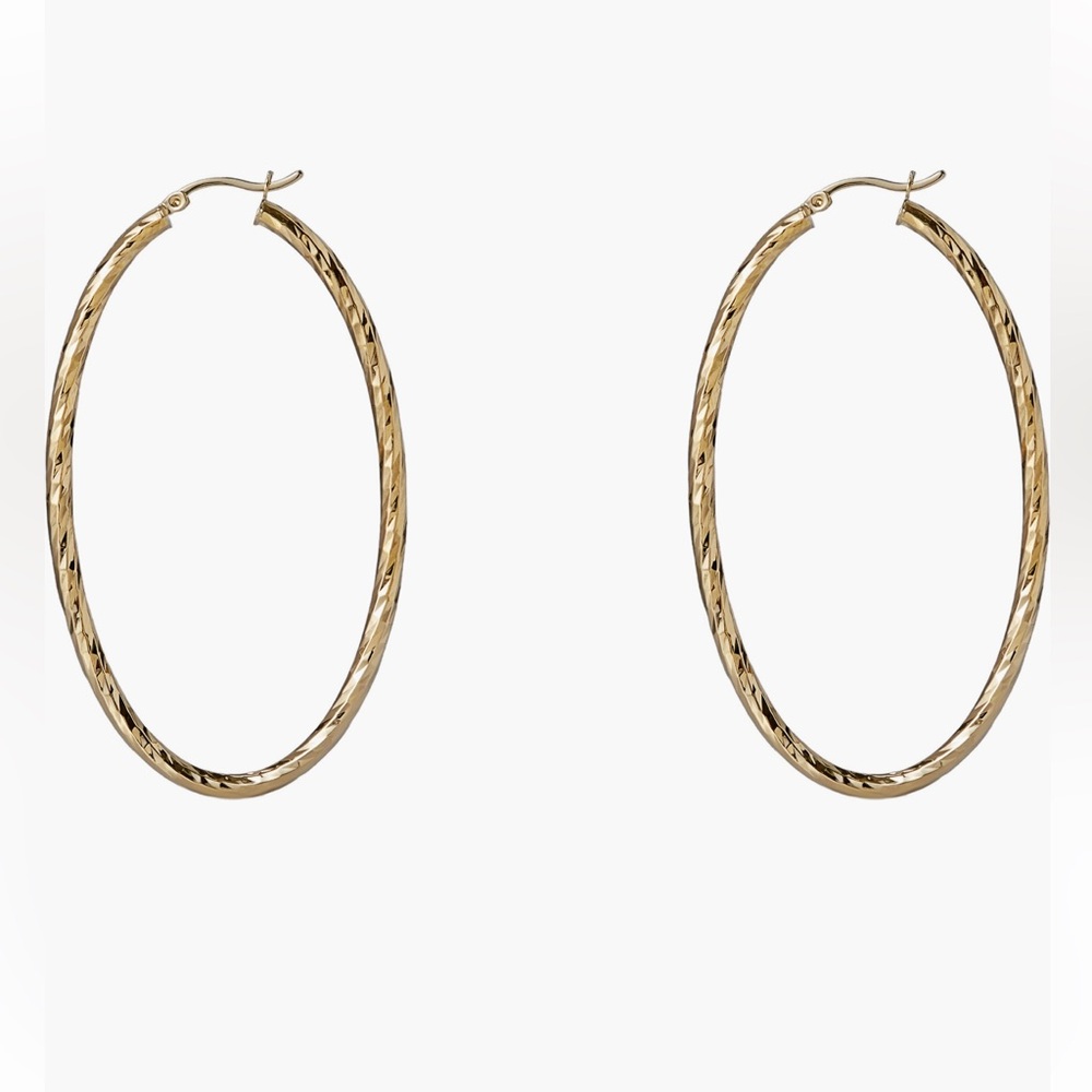 Argento Vivo Sterling Silver Textured
Oval Hoop Earrings